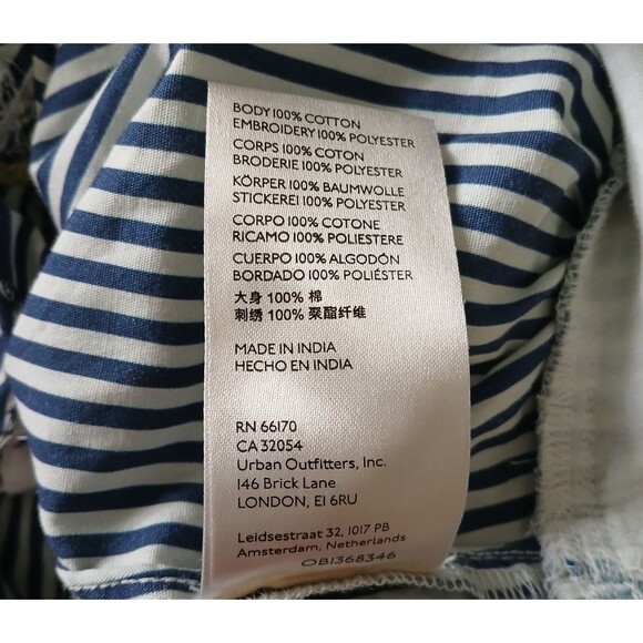 Anthropologie Women's Small Embroidered Smocked Crop Top Cotton Elastic Waist - Picture 13 of 16